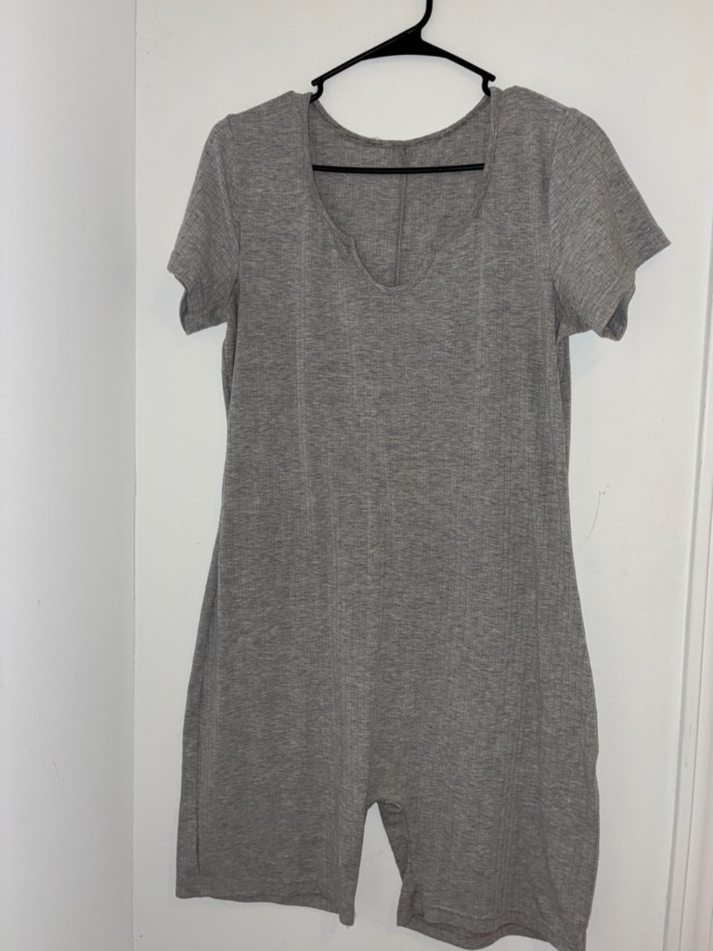 SHEIN Gray Short Sleeve Ribbed Jumpsuit Romper